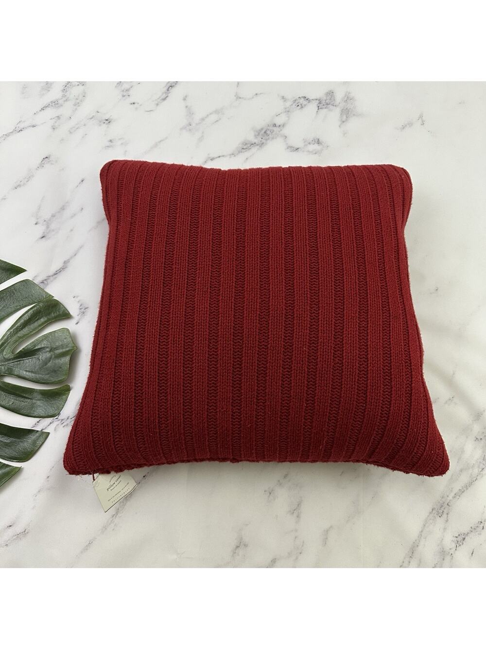 Pottery Barn Sweater Knit Throw Pillow New Red Cover Down Fill Insert 20x20